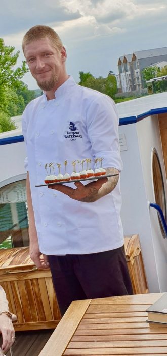 Chef, Arnie on Le Panache - canal trips in France