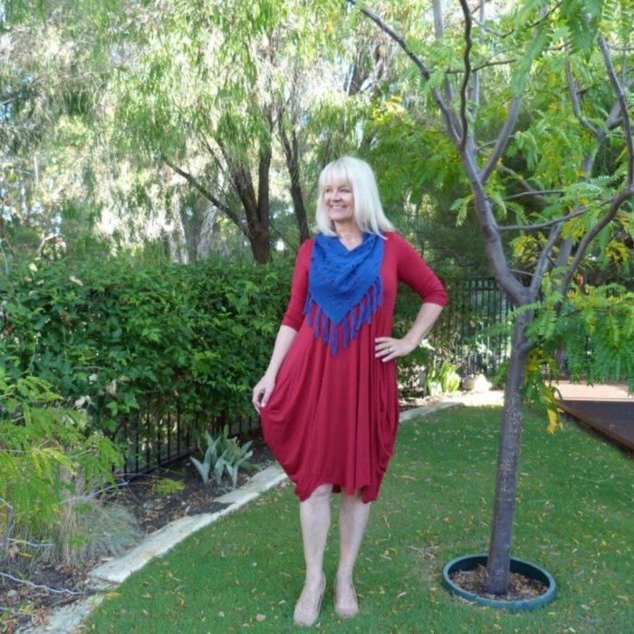 Woman in red dress