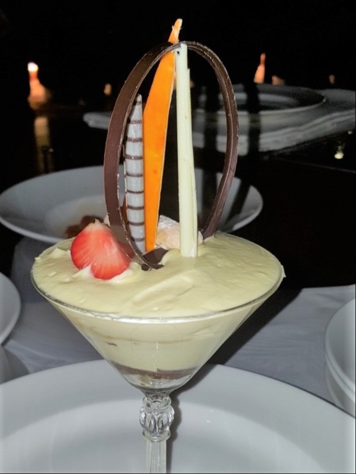 Image of delicious dessert on a cruise ship vacation.