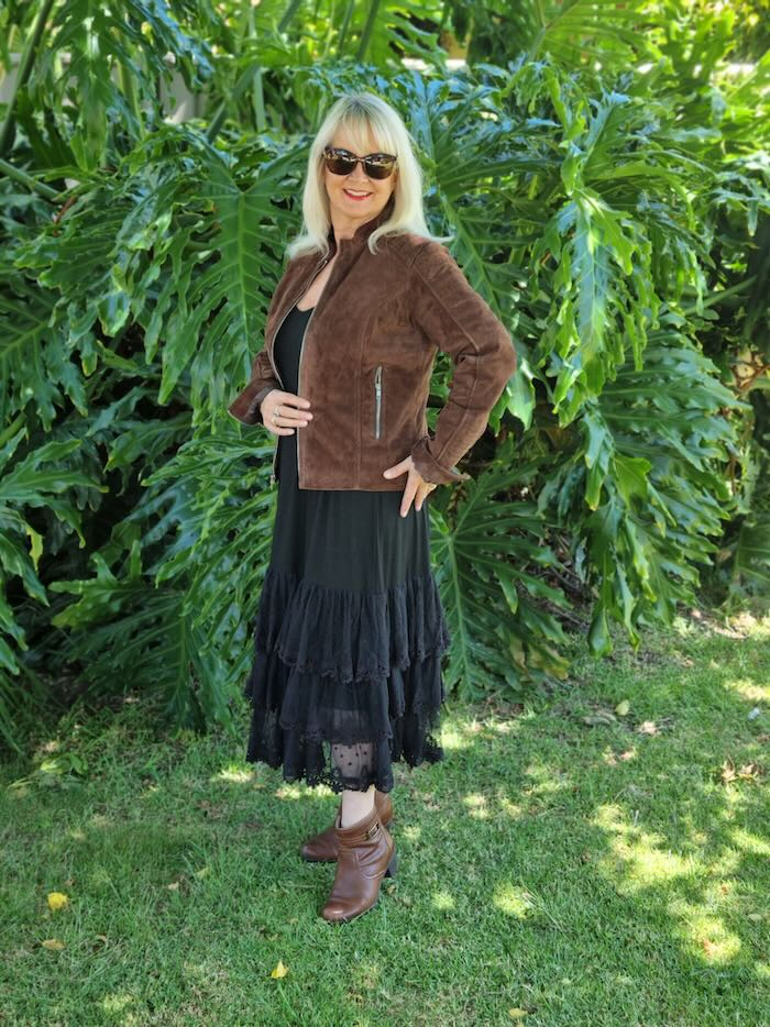 Leather jacket hotsell with formal dress