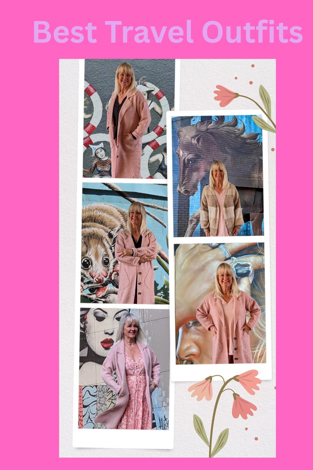 Pinterest Pin collage of images of travel outfits.